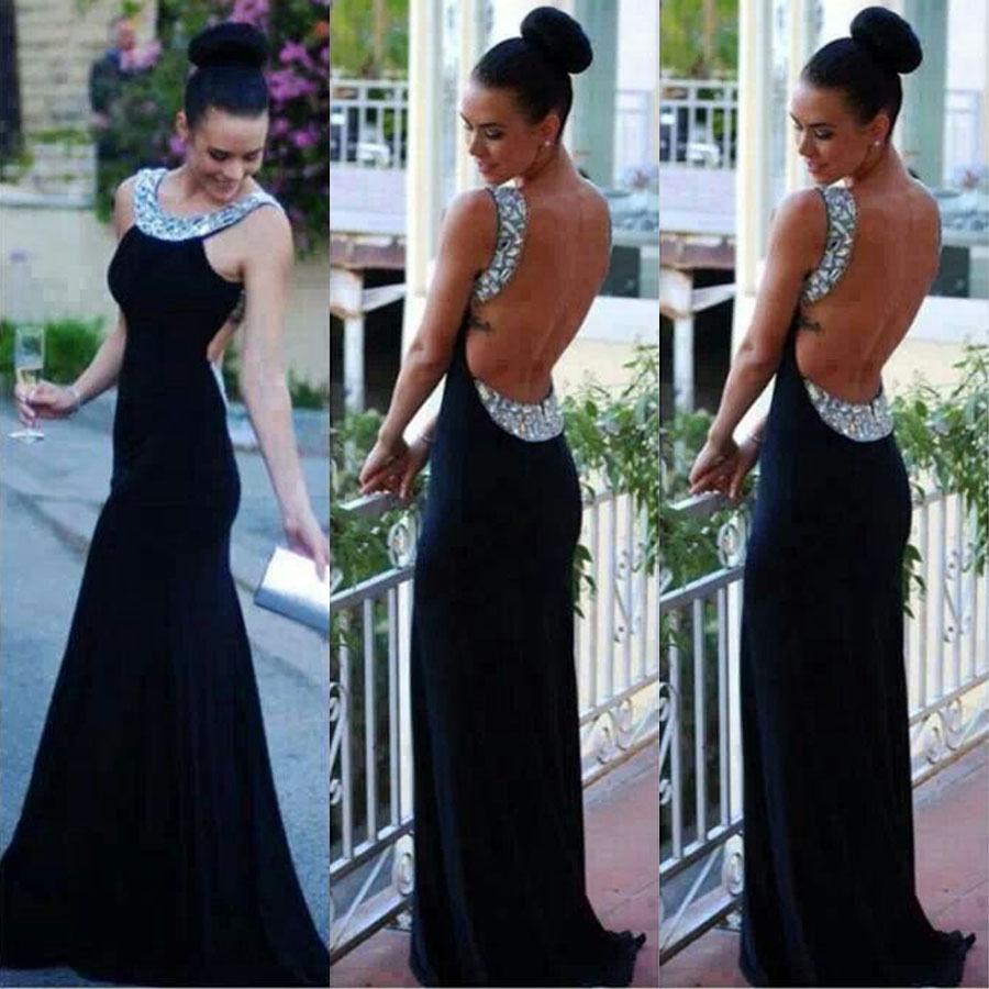 Sexy Open Back Prom Dressmermaid Black Evening Party Dressbackless Mermaid Occasion Dressprom 