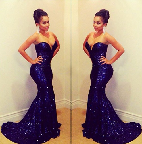 Royal Blue 2016 Bling Sequin Prom Dress Long Sexy Royal Blue Mermaid