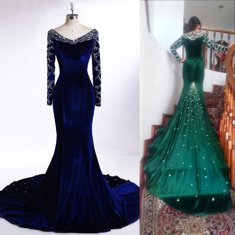 emerald long sleeve gown
