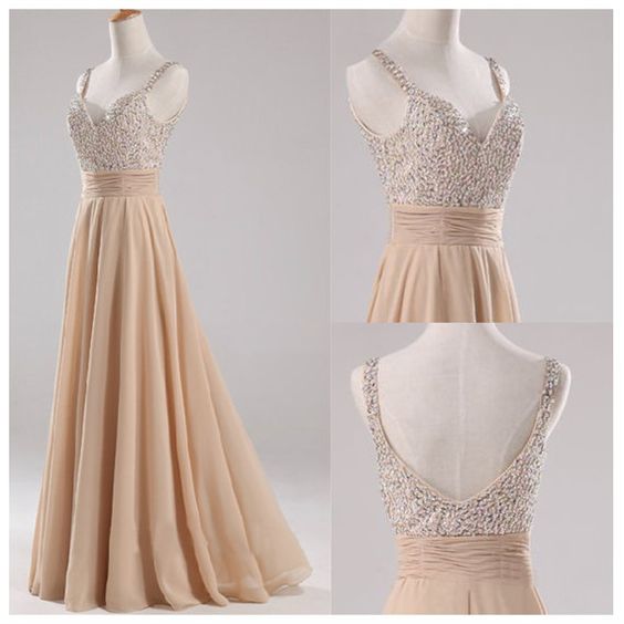 Elegant Sleeveless Long Beading Prom Dress, Bridesmaid Dress,Evening ...