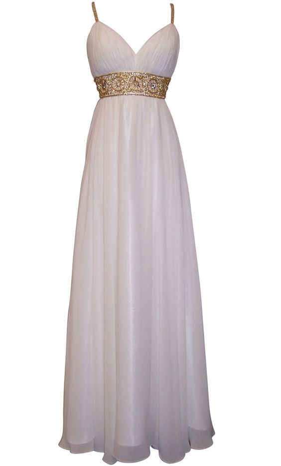 Greek Goddess Chiffon Prom Dress, Starburst Beaded Full Length Gown ...
